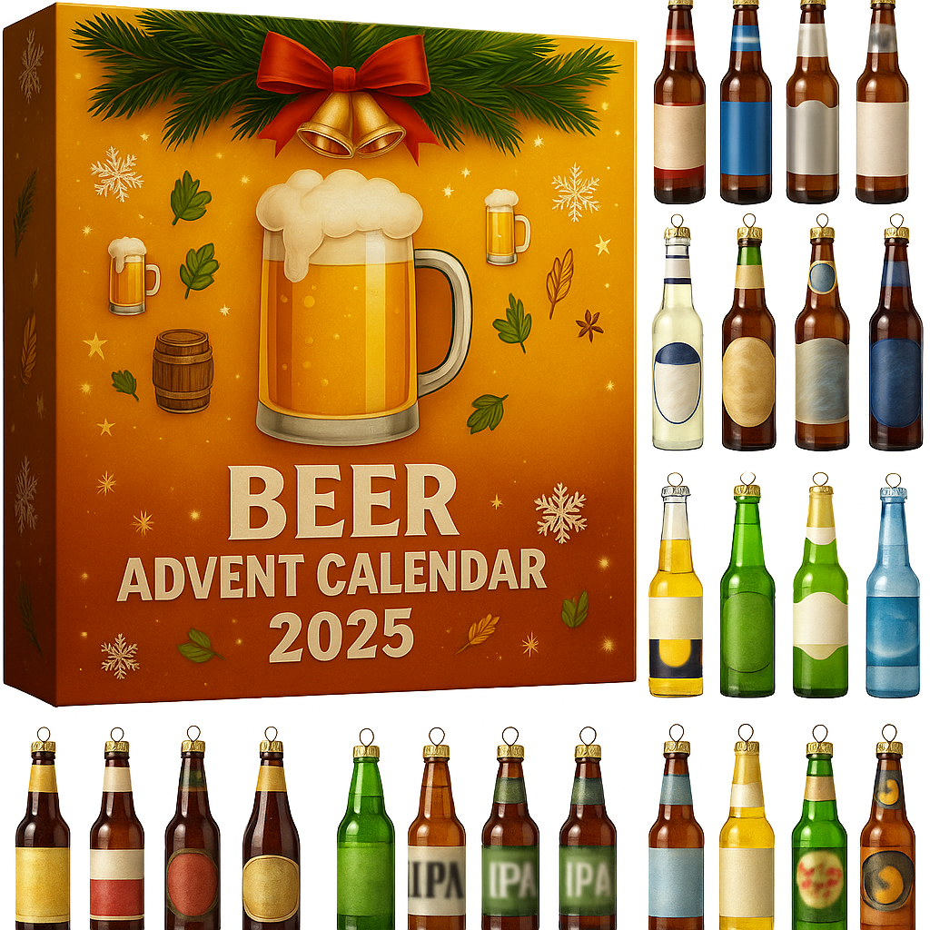 Advent Calendar Beer Style Mini Bottle Ornament Holiday Set