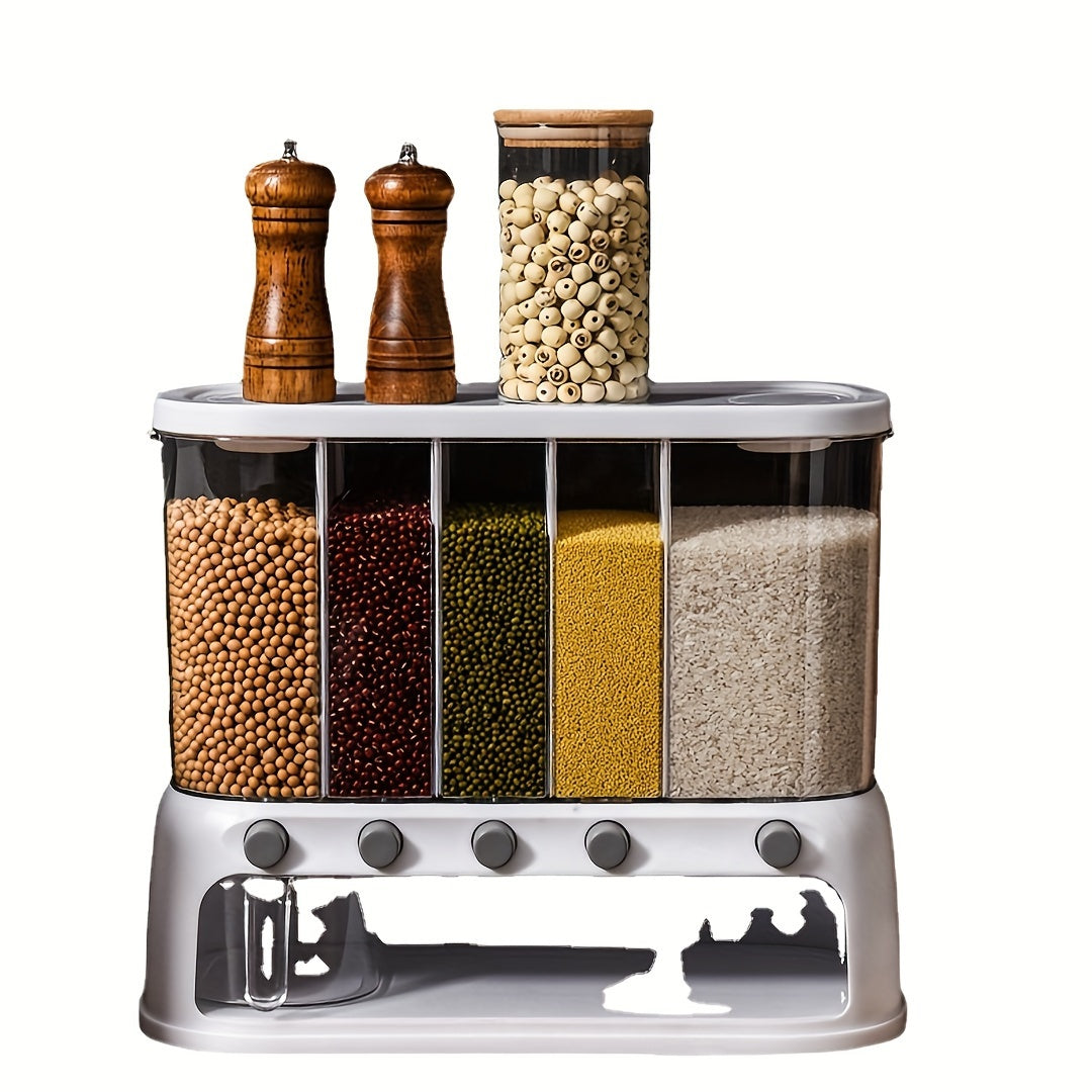 Multi-Compartment Kitchen Grain Storage Container | Airtight Trouserry Organiser with Flip-Top Lid