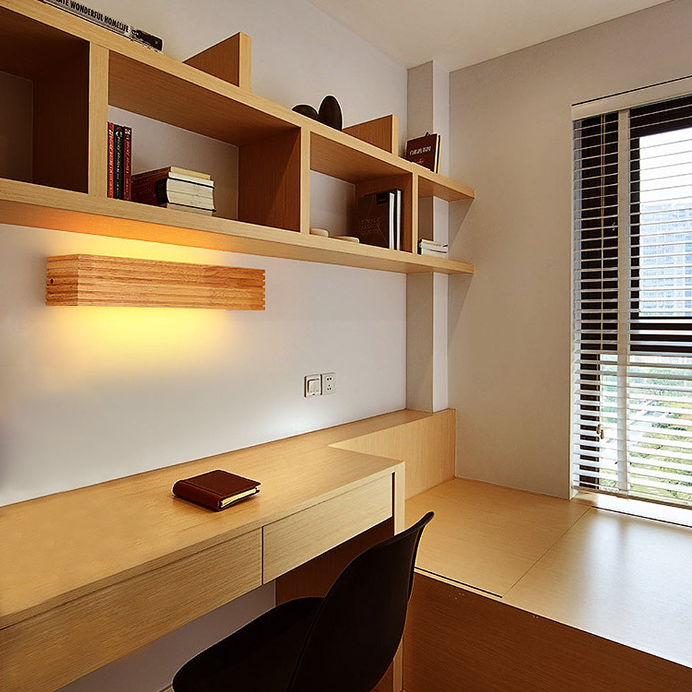 Modern Wooden LED Wall Lamp | Minimalist Bedroom &amp; Living Room Lighting