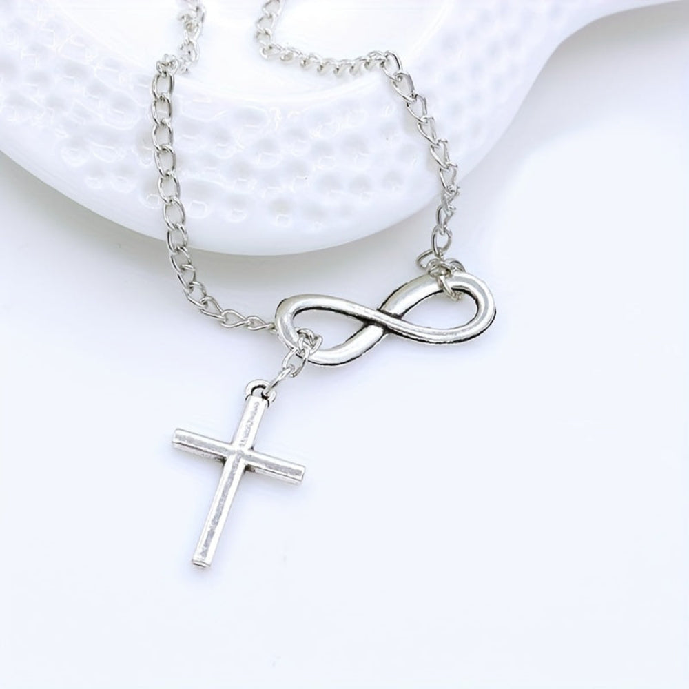 Necklace Cross Pendant Silver Vintage Mothers Day Gift