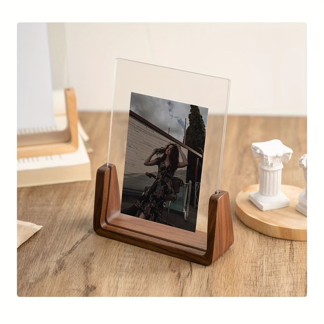 U-Shaped Acrylic &amp; Wood Photo Frame | Modern Minimalist Display