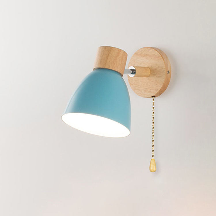 Modern Minimalist Wall Sconce | Wood &amp; Iron Macaron Lamp