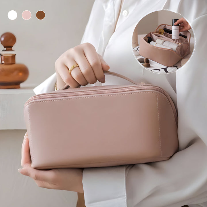 Makeup Bag Travel Organizer PU Shell Cosmetic Case Large Capacity