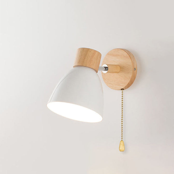 Modern Minimalist Wall Sconce | Wood &amp; Iron Macaron Lamp