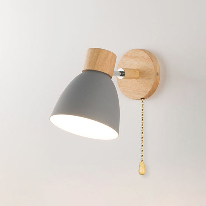 Modern Minimalist Wall Sconce | Wood &amp; Iron Macaron Lamp