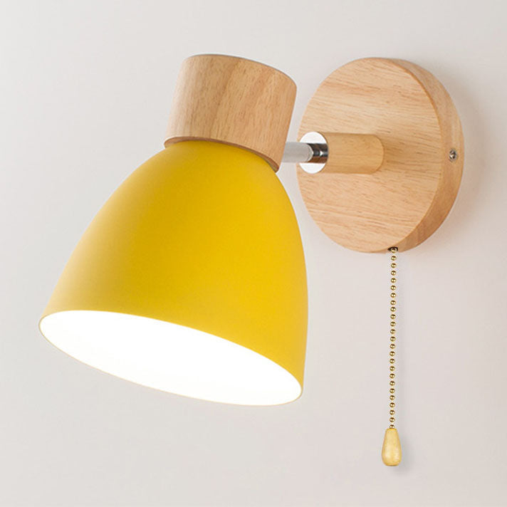 Modern Minimalist Wall Sconce | Wood &amp; Iron Macaron Lamp