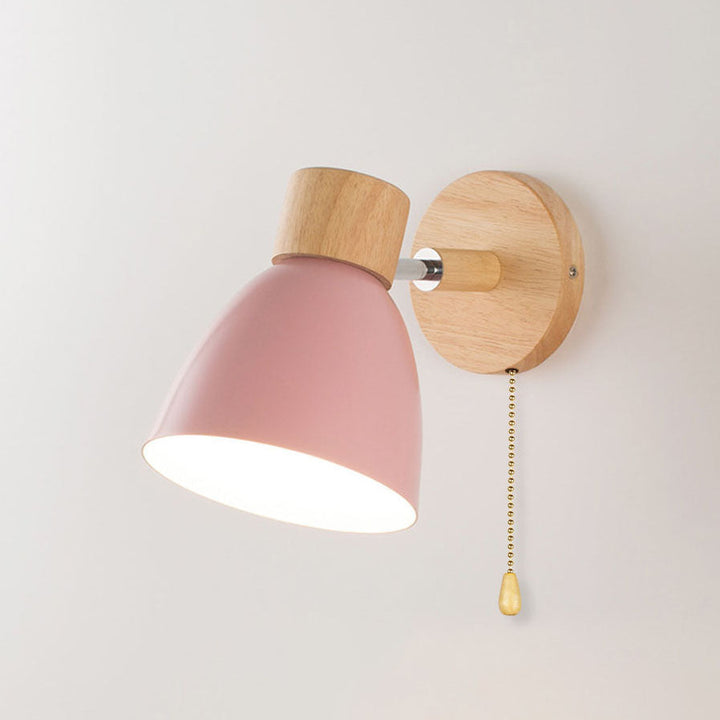 Modern Minimalist Wall Sconce | Wood &amp; Iron Macaron Lamp