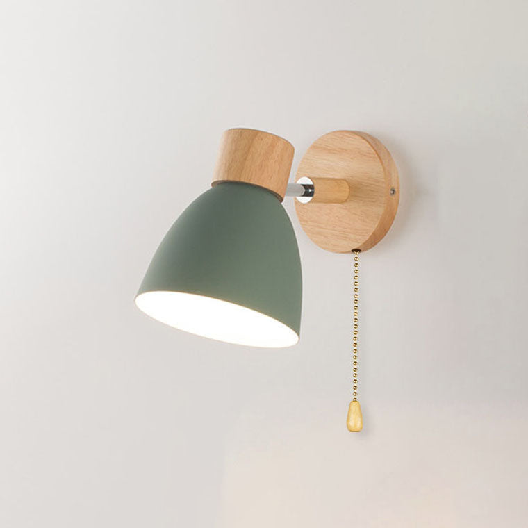 Modern Minimalist Wall Sconce | Wood &amp; Iron Macaron Lamp