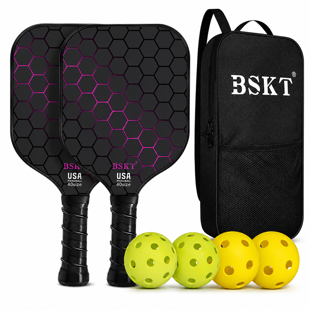 Pickleball Paddle Set Fiberglass Lightweight Rackets Balls