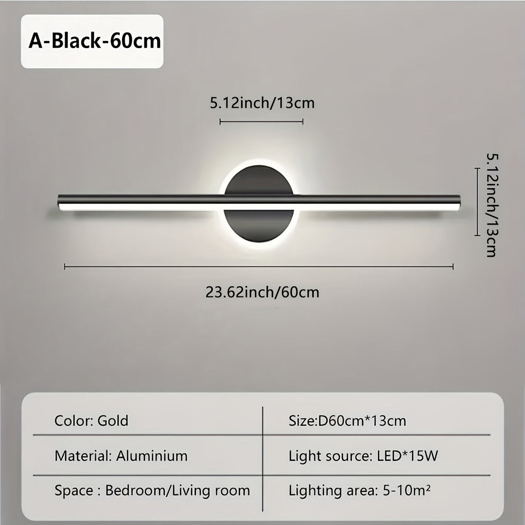 Luxe LED Mirror Wall Light | Minimalist Black &amp; Gold Wall Lamp