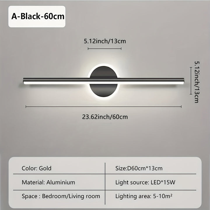 Luxe LED Mirror Wall Light | Minimalist Black &amp; Gold Wall Lamp