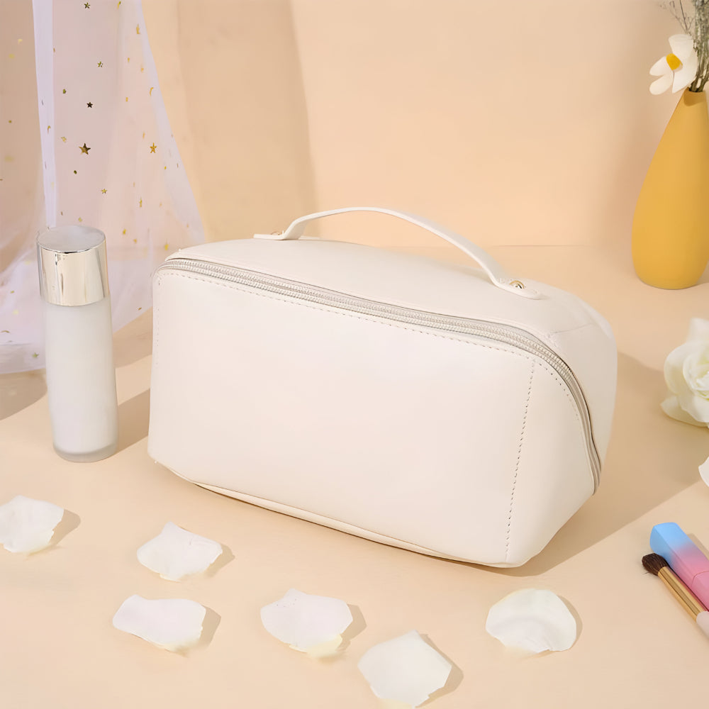 Makeup Bag Travel Organizer PU Shell Cosmetic Case Large Capacity