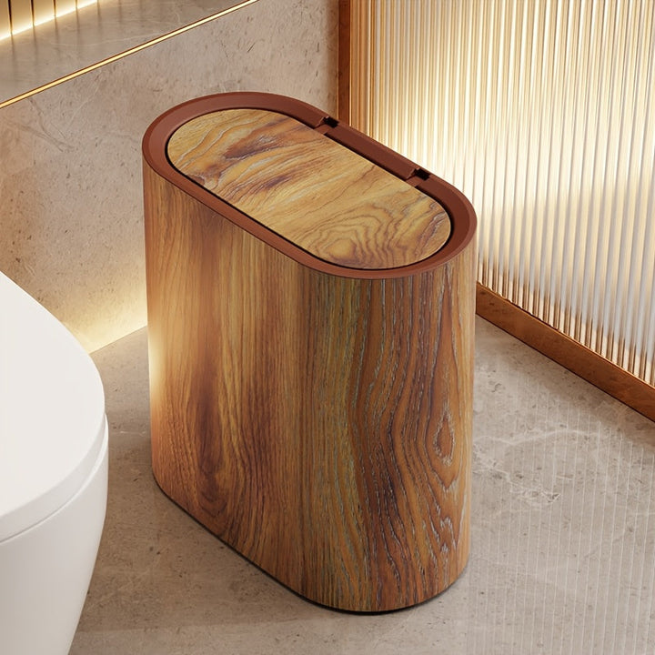 Marble Pattern Trash Can | Modern Bathroom &amp; Kitchen Bin with Lid