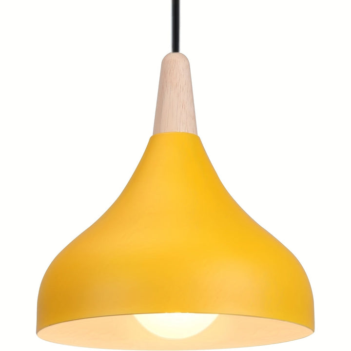 Modern Teardrop Pendant Light | Metal &amp; Wood Hanging Lamp
