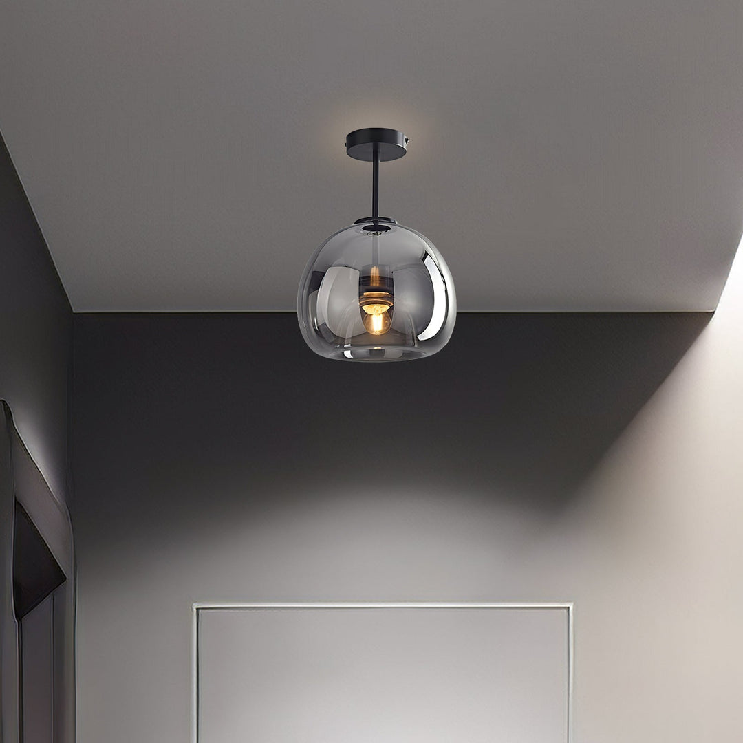 Vintage Bubble Glass Ceiling Light | Retro Amber Glass Pendant