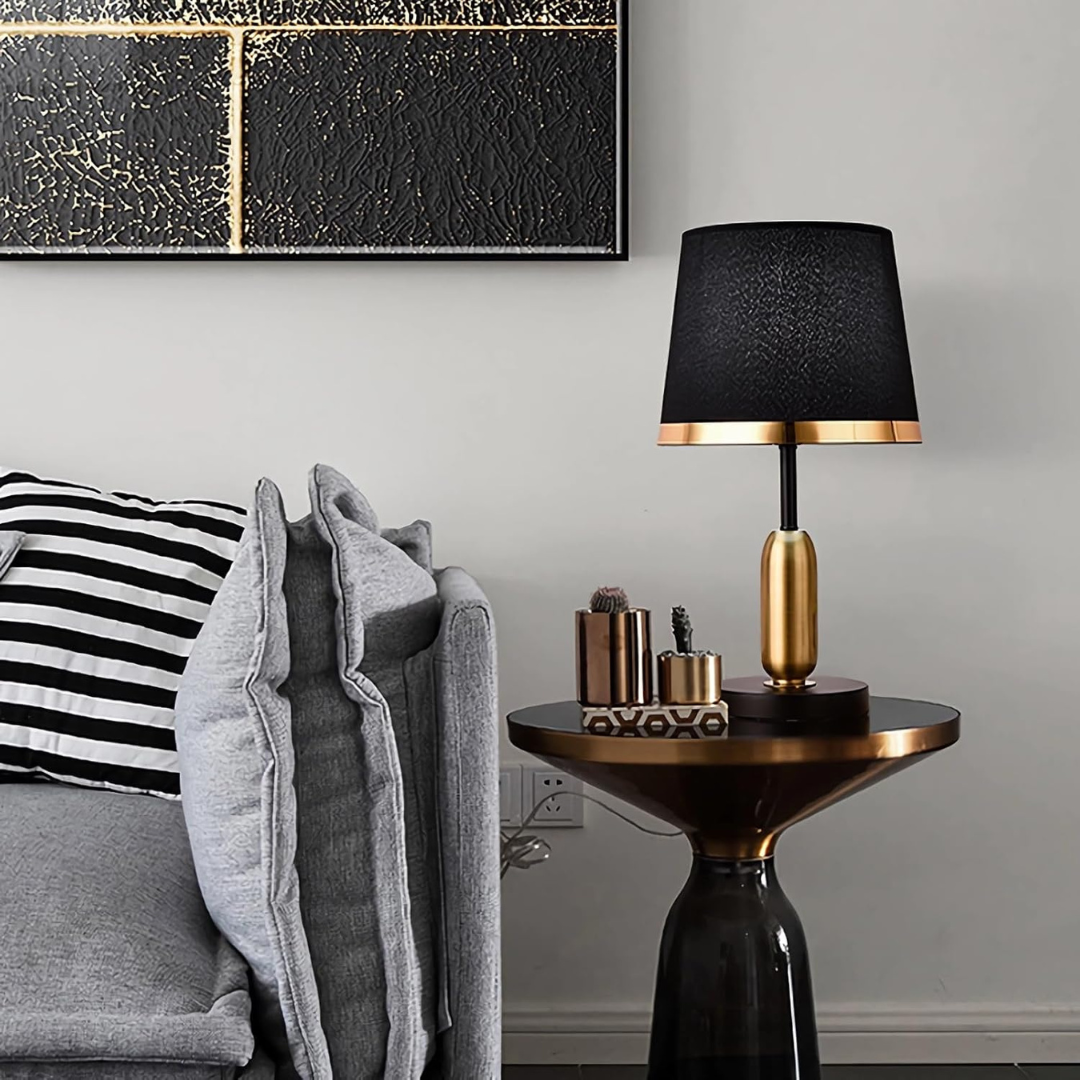Vintage Black &amp; Gold Table Lamp | Modern Retro Accent Light