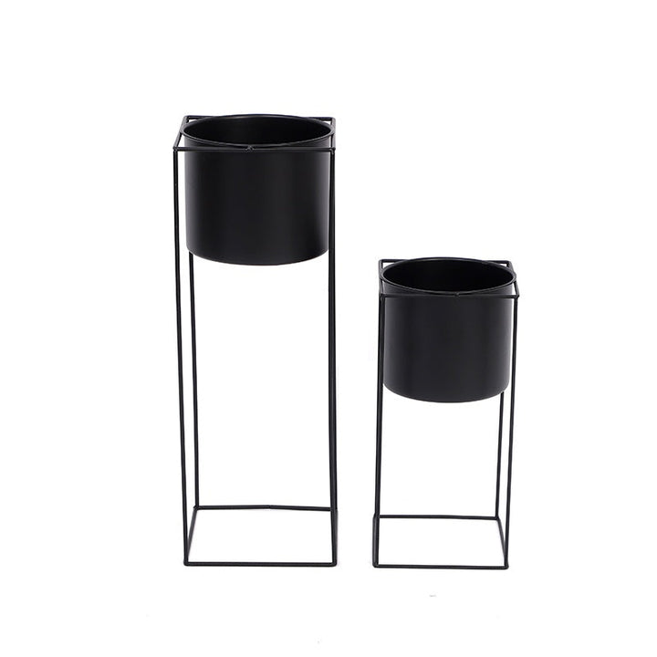 Metal Indoor Plant Stand | Modern Black Rectangular Plant Holder