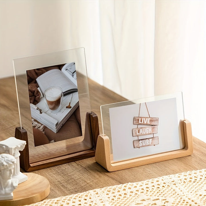 U-Shaped Acrylic &amp; Wood Photo Frame | Modern Minimalist Display