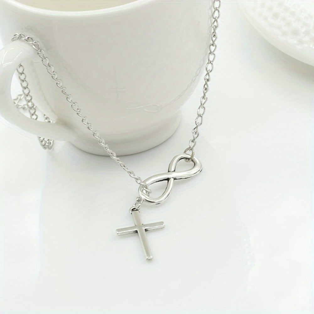 Necklace Cross Pendant Silver Vintage Mothers Day Gift