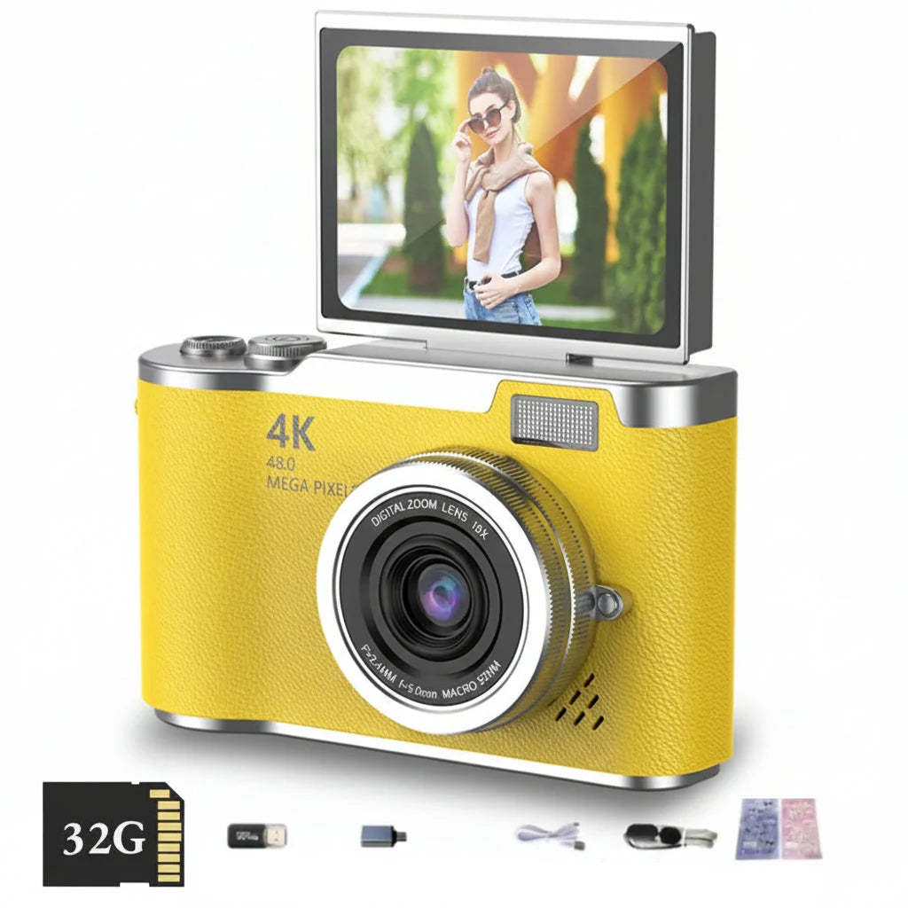 Digital Camera 4K Flip Screen 48MP 8X Zoom Compact Photo Video
