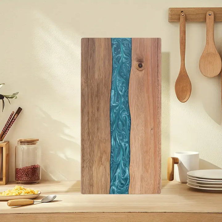 Resin River Cutting Board | Acacia Wood Charcuterie &amp; Cheese Board