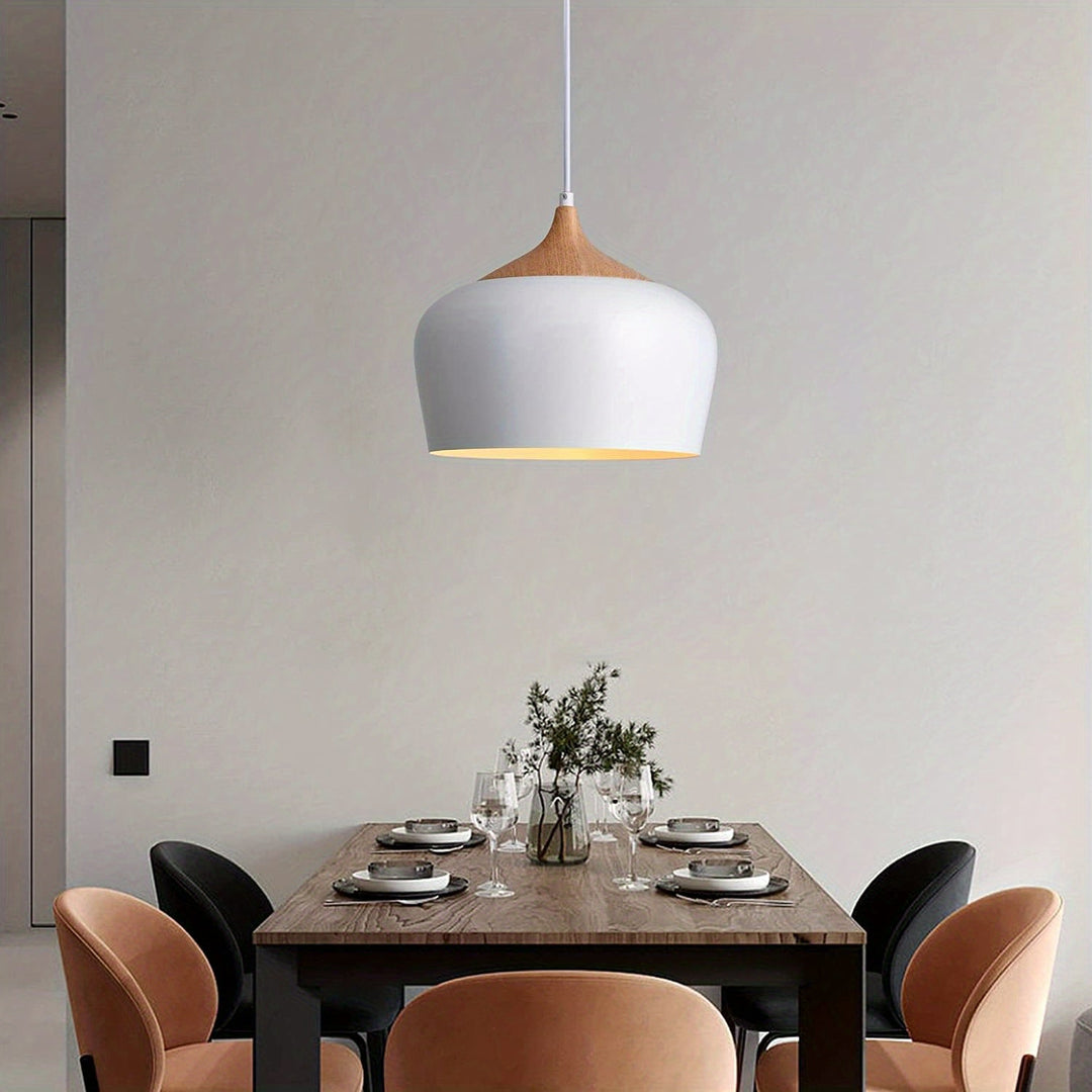 Modern Scandinavian Pendant Light | Iron &amp; Wood Grain Design