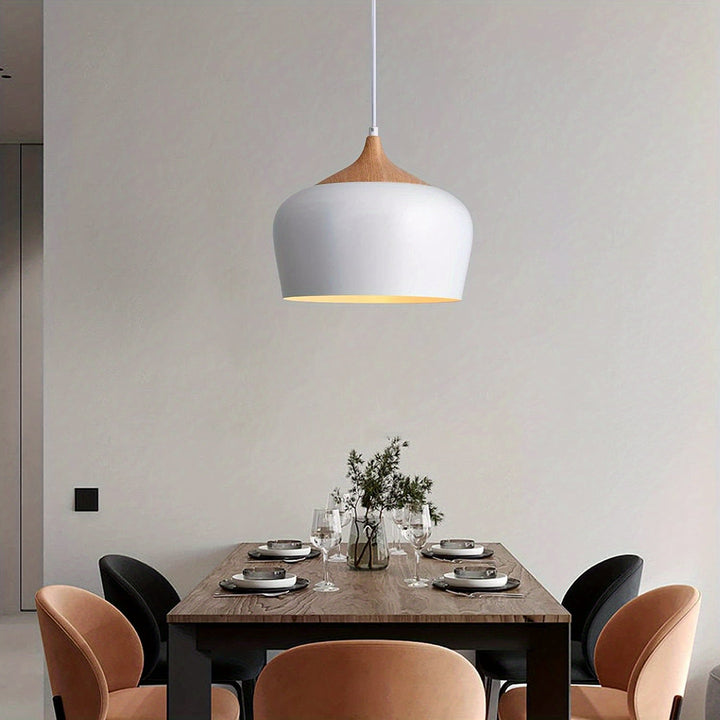Modern Scandinavian Pendant Light | Iron &amp; Wood Grain Design