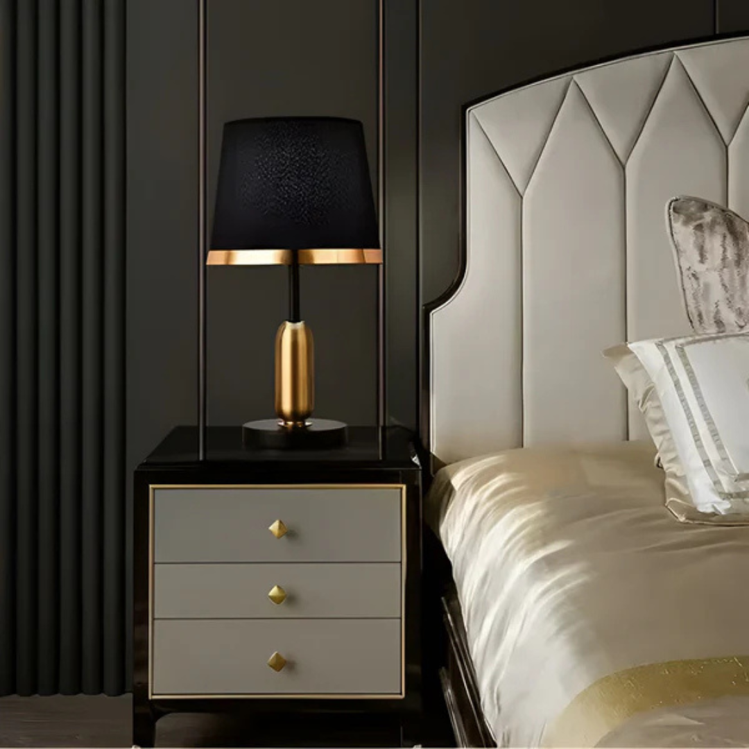 Vintage Black &amp; Gold Table Lamp | Modern Retro Accent Light