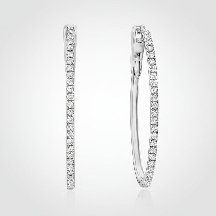 Earrings Mothers Day Gift Diamond Oval Hoop Sterling Silver