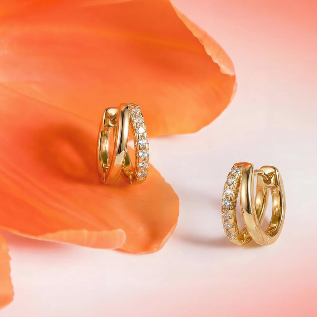 Earrings Mothers Day Gift Gold Huggie Hoop Jewellery Set