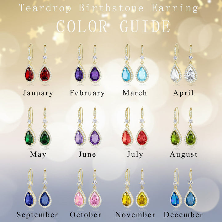 Earrings Mothers Day Gift Birthstone Teardrop Dangle Jewellery