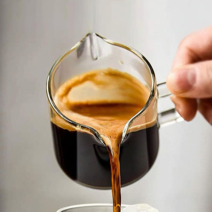 Espresso Cups Glass Double Spout Measuring Cup 4oz Coffee Pitcher