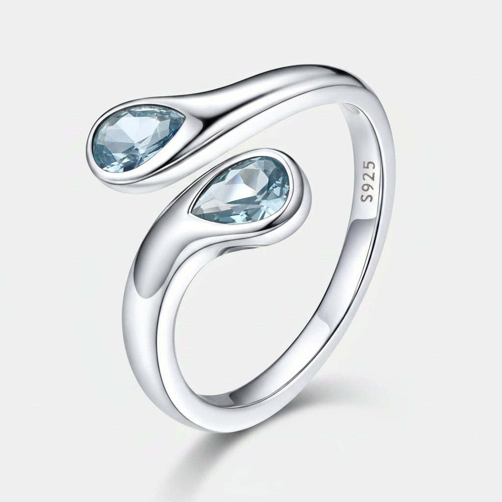 Mothers Day Birthstone Ring Dainty Silver Adjustable Ring