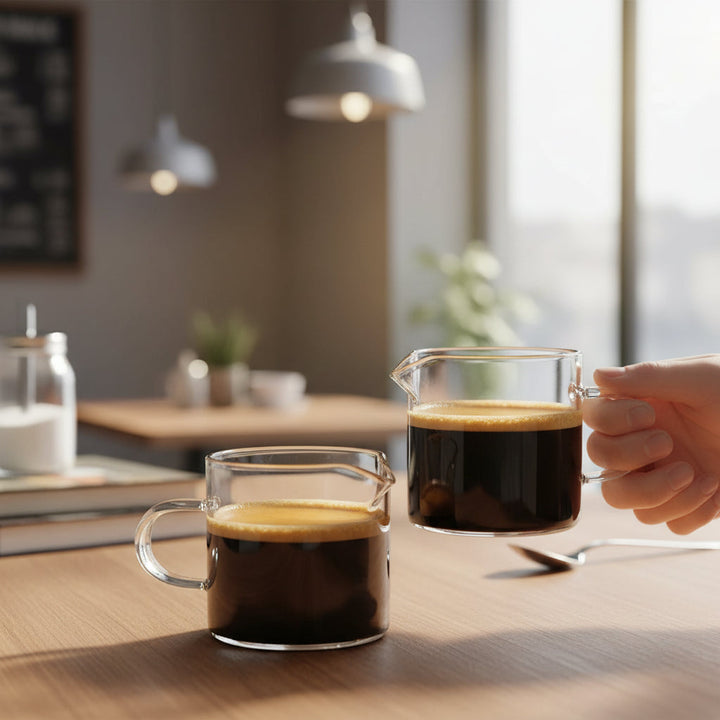 Espresso Cups Glass Double Spout Measuring Cup 4oz Coffee Pitcher