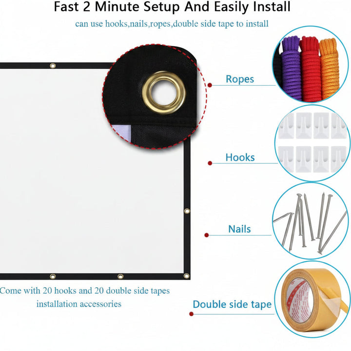 Portable 120 Inch Projector Screen Outdoor Movies HD Viewing