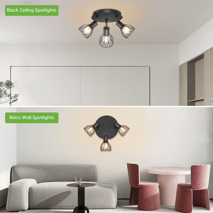 Industrial Adjustable Black Spotlight Ceiling Light | Vintage Functionality