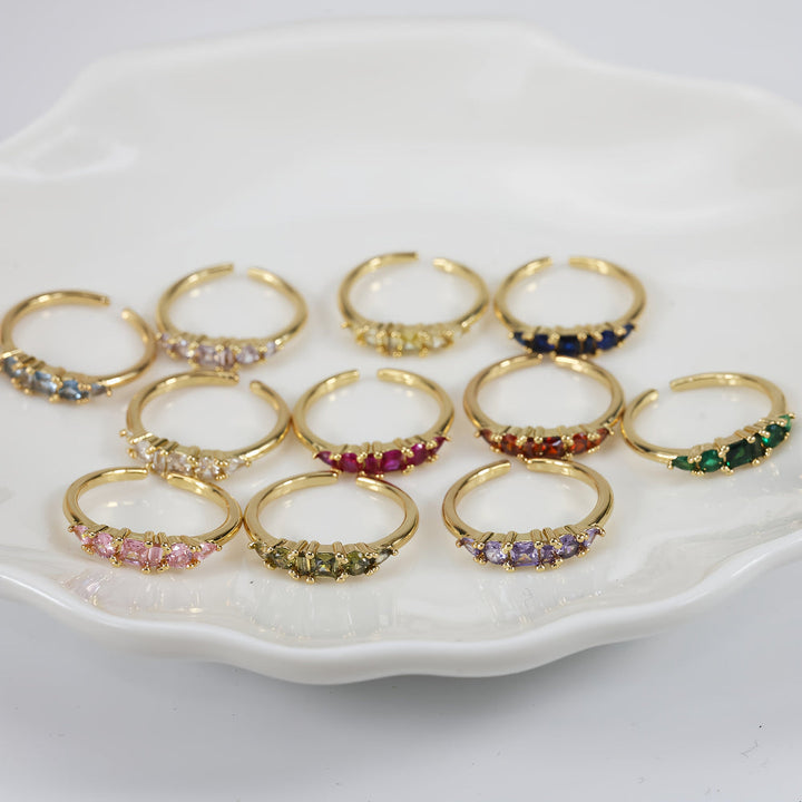 Mothers Day Gold Ring Set Stackable Rhinestone Boho Rings