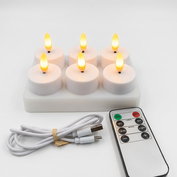 LED Candles Flameless Set Remote Timer USB Rechargeable