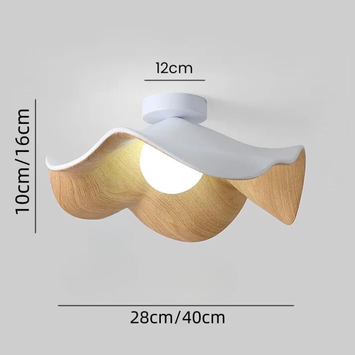Scandinavian Wooden Lotus Ceiling Light | Resin &amp; Iron Modern Flush Lamp