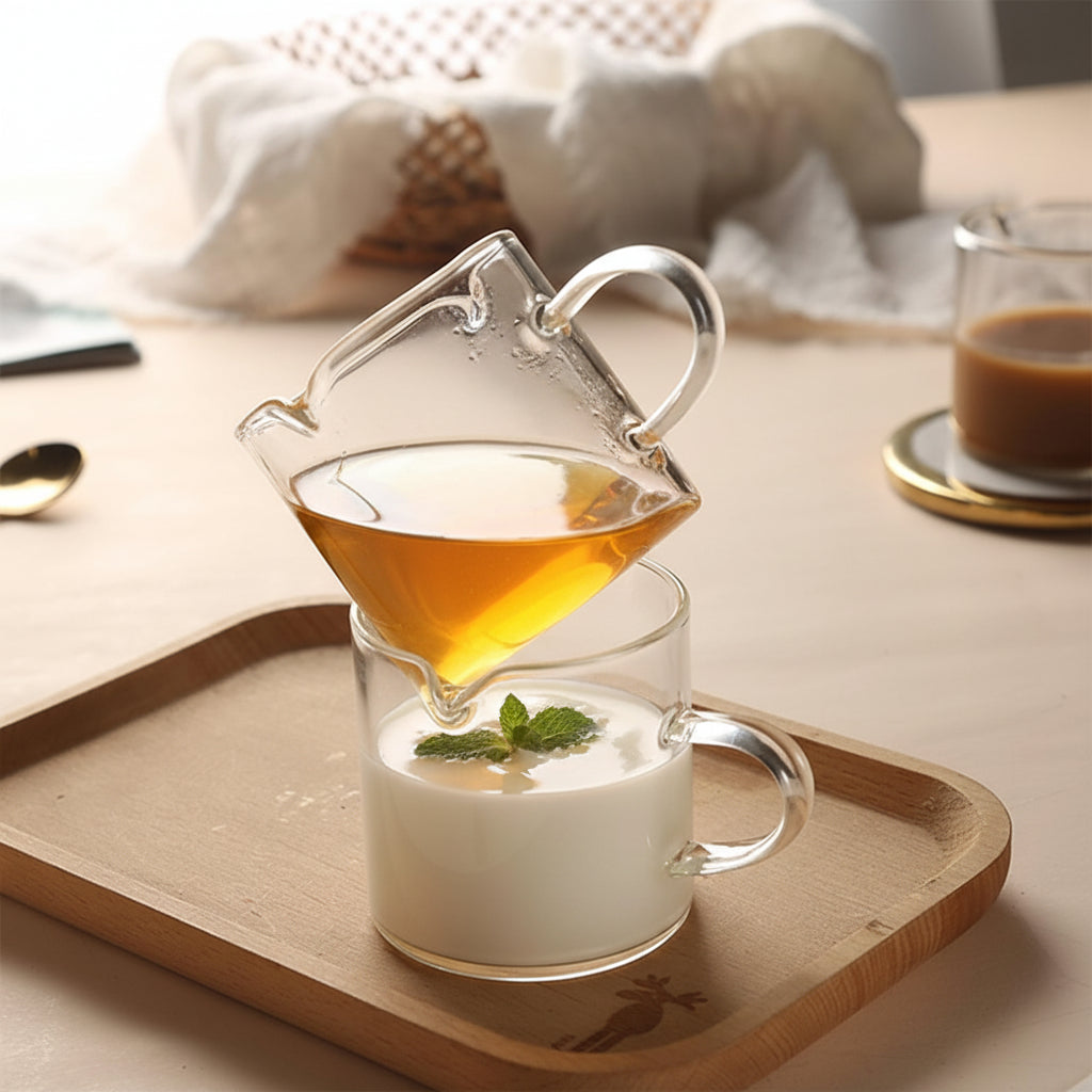 Espresso Cups Glass Double Spout Measuring Cup 4oz Coffee Pitcher