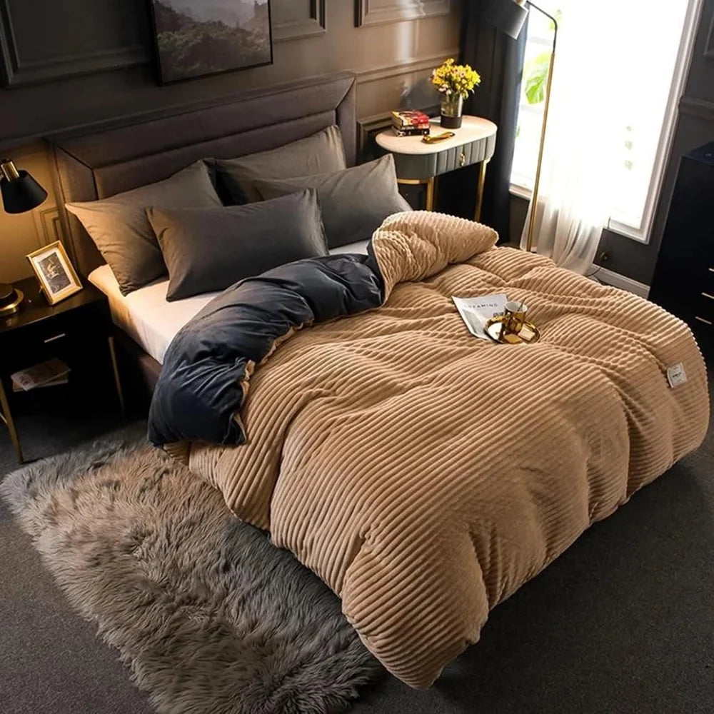 Bedding Duvet Cover Set Plush-Style Winter Bedspread Design