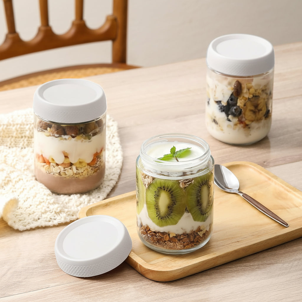 Glass Food Storage Jars Airtight Stackable Kitchen Containers Set