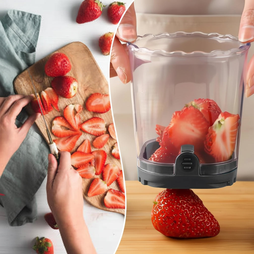 Fruit Slicer 8 Blades Easy Use Strawberry Cutter Fruit Salad