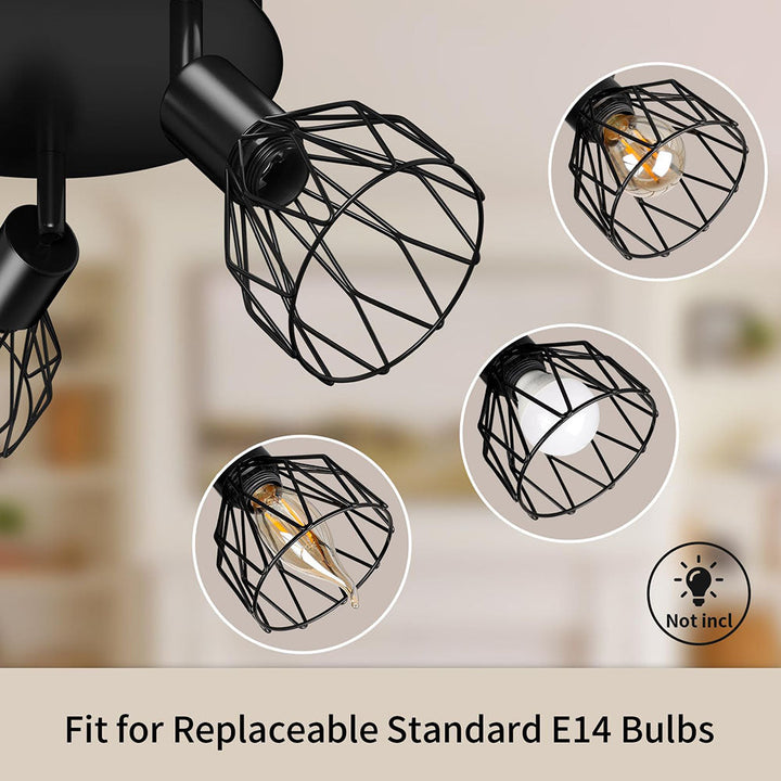 Industrial Adjustable Black Spotlight Ceiling Light | Vintage Functionality
