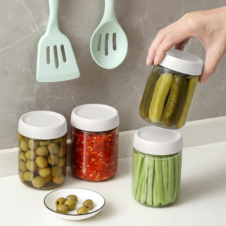 Glass Food Storage Jars Airtight Stackable Kitchen Containers Set