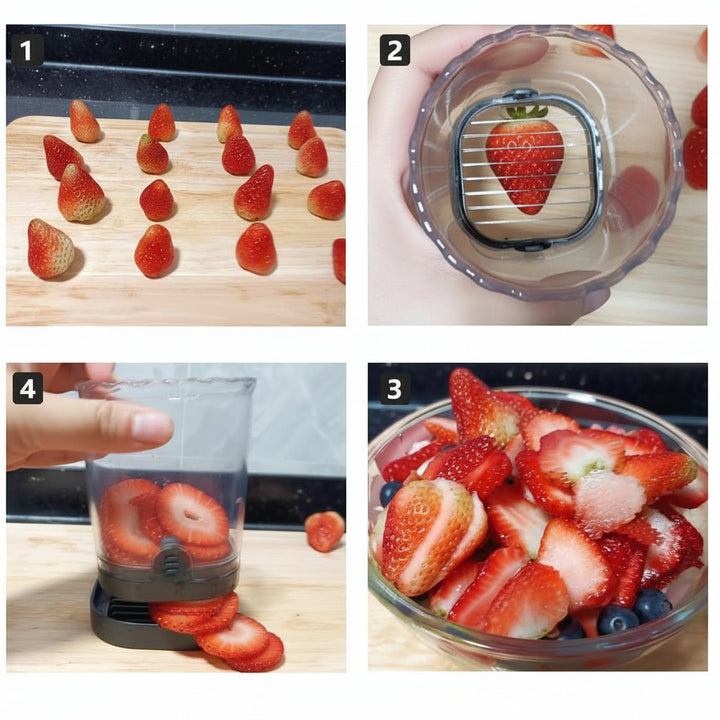 Fruit Slicer 8 Blades Easy Use Strawberry Cutter Fruit Salad