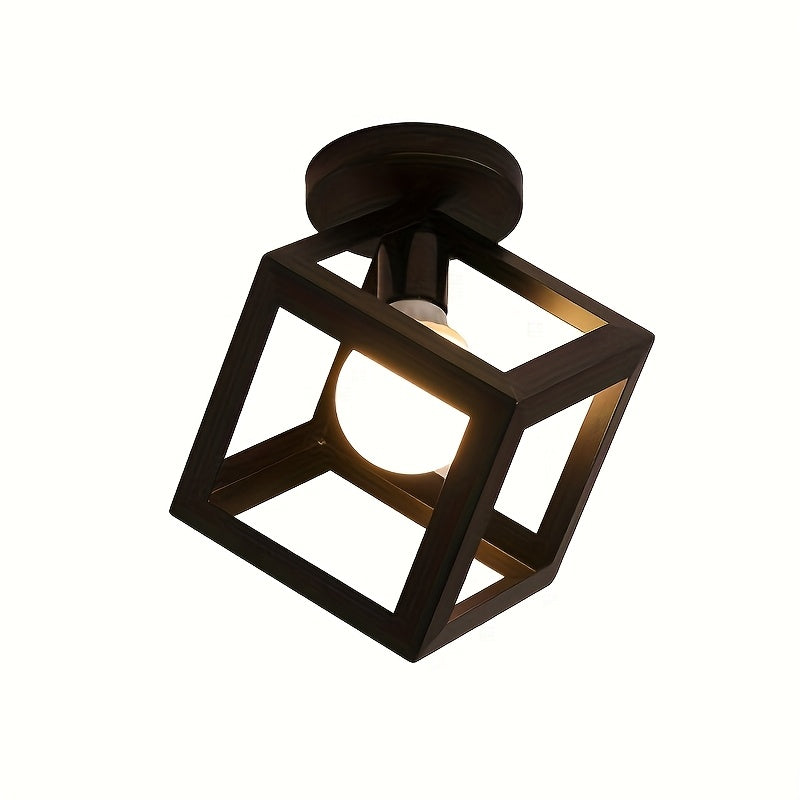Geometric Cube Ceiling Light | Modern Industrial Semi Flush Mount Fixture
