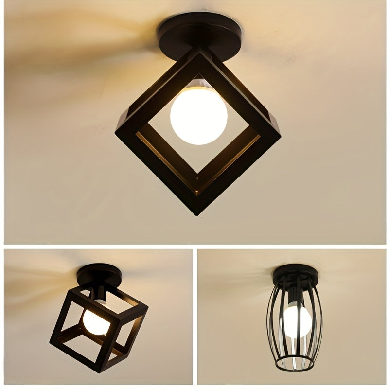 Geometric Cube Ceiling Light | Modern Industrial Semi Flush Mount Fixture