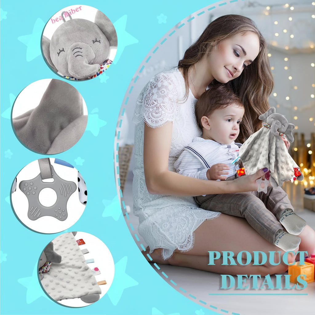 Baby Security Blanket Elephant Plush Lovey Comforter