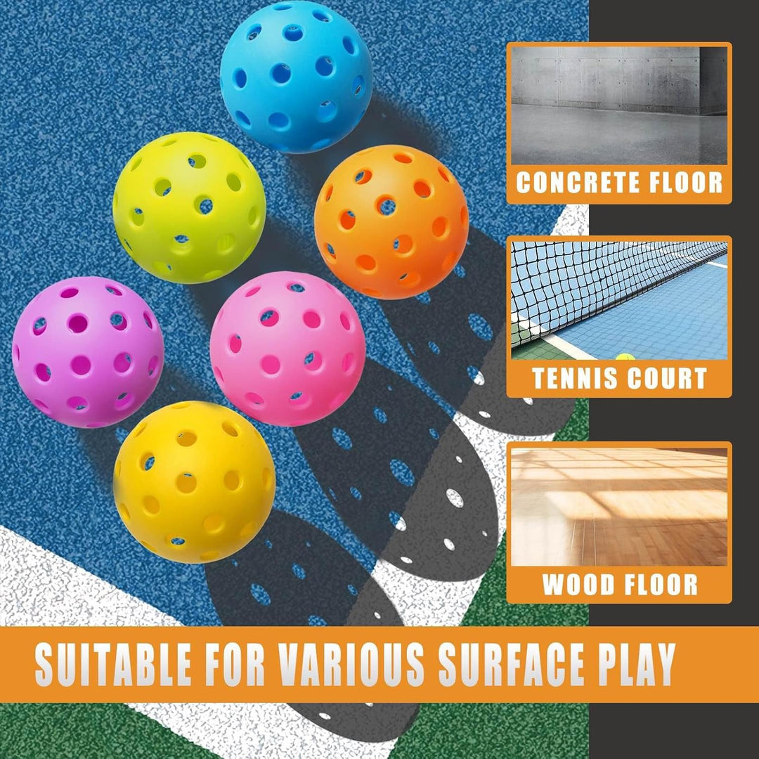 Pickleball Balls Outdoor Durable High Visibility 6 Pack Set